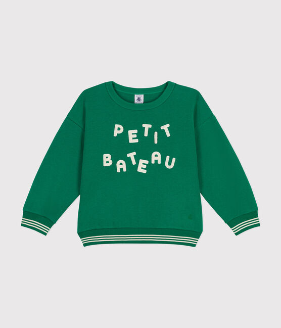 Sweatshirt en molleton enfant fille / garçon vert JARDIN
