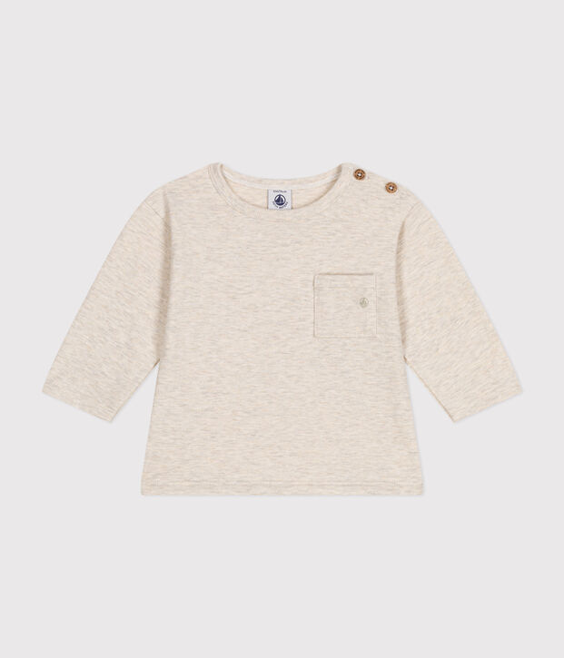 Tee-shirt manches longues en jersey fin b&eacute;b&eacute; beige chin&eacute;