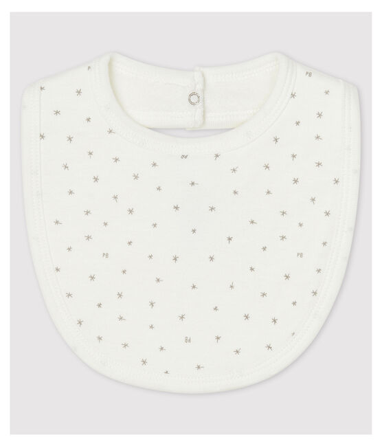 Bavoir blanc à étoiles bébé en coton biologique blanc MARSHMALLOW/gris GRIS