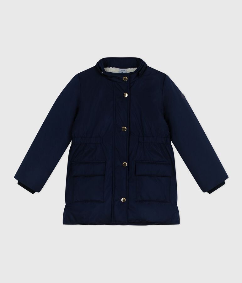 Parka enfant mi-longue unie bleu