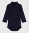 Body manches longues b&eacute;b&eacute; col roul&eacute; en coton bleu
