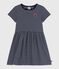 Katoenen jurk met korte mouwen en streepjes blauw SMOKING/wit MARSHMALLOW