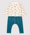 Ensemble 3 pièces bébé en velours et en côte beige MONTELIMAR/blanc MULTICO