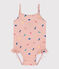 Badpak uit 1 deel voor baby's van gerecycleerd materiaal roze SALINE/wit MULTICO