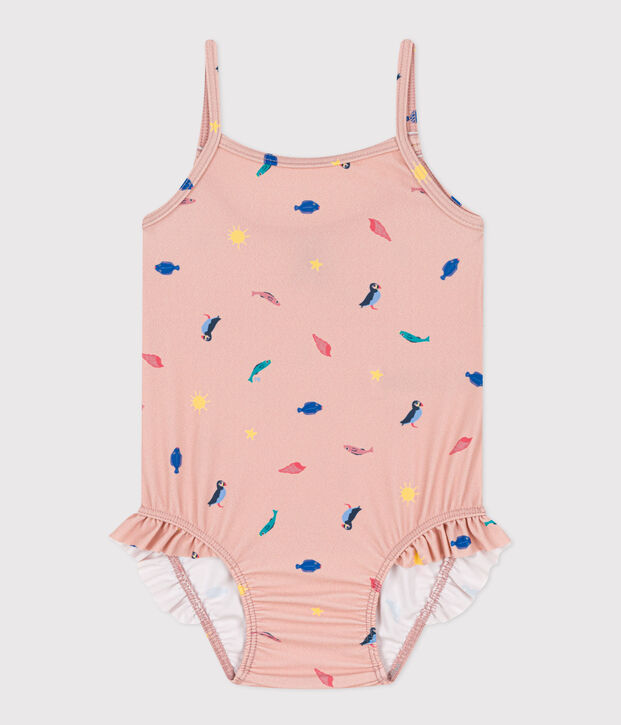 Maillot de bain 1 pi&egrave;ce b&eacute;b&eacute; en mati&egrave;re recycl&eacute;e rose/multicouleur