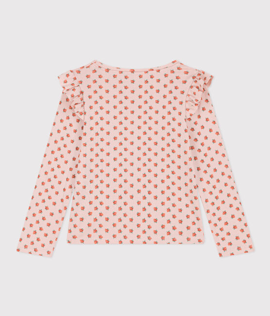 T-shirt met lange mouwen uit katoen voor meisjes roze SALINE/wit MULTICO