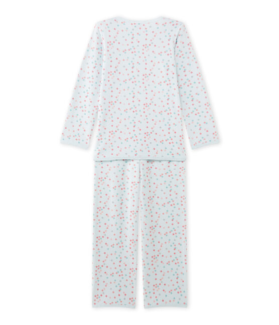 Meisjespyjama in boucléfluweel blauw BOCAL/wit MULTICO