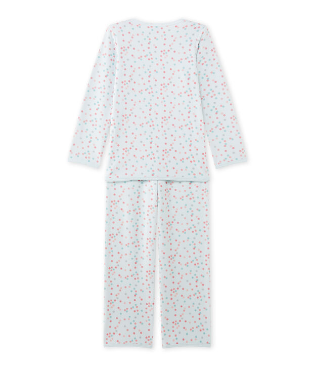 Pyjama fille en bouclette velours bleu/multicouleur