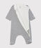 Bodyjama met rits baby van gebreide stof wit MARSHMALLOW/blauw SMOKING