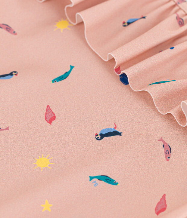 Maillot de bain 1 pi&egrave;ce imprim&eacute; enfant fille rose/multicouleur