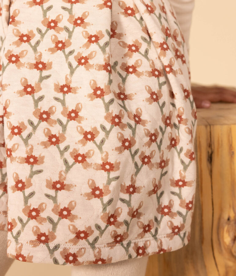 Bedrukte meisjesjurk met lange mouwen ecru/multicouleur