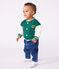Tweekleurig katoenen babyjasje in collegestijl groen EVERGREEN/ MILK