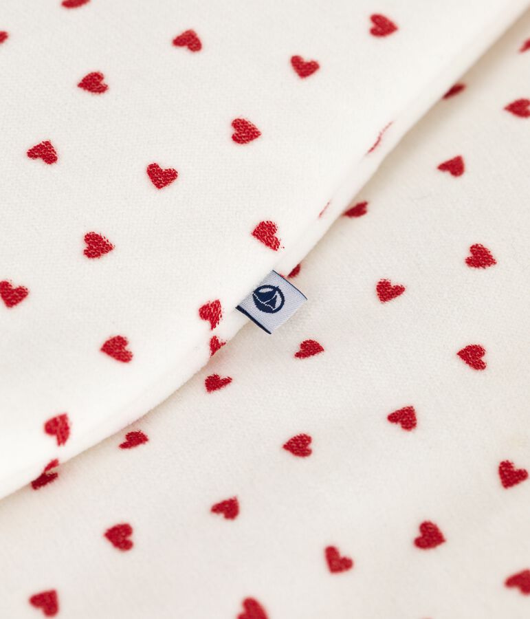 Fluwelen babytrappelzak met bloemetjesprint TOG 3 wit/rood