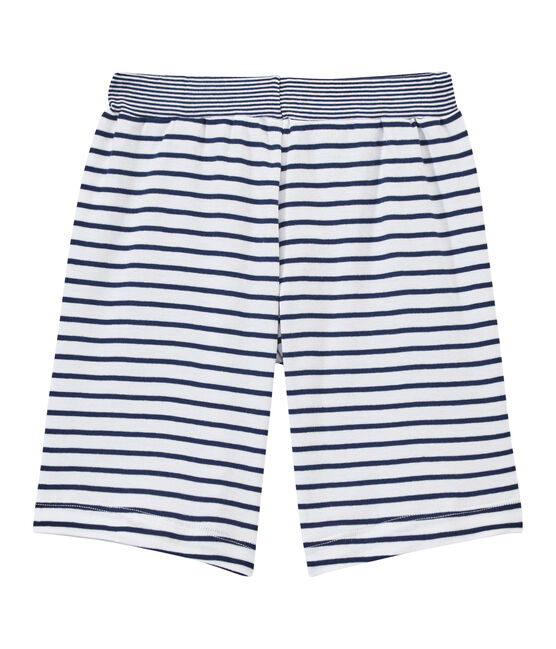 Short garçon rayé blanc ECUME/bleu MEDIEVAL