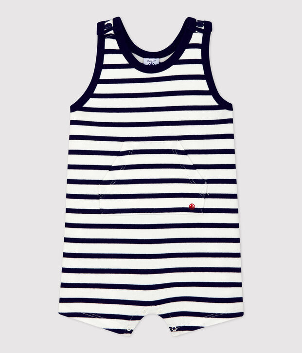 Kort pakje in dikke biologische jerseystof voor baby's wit/blauw