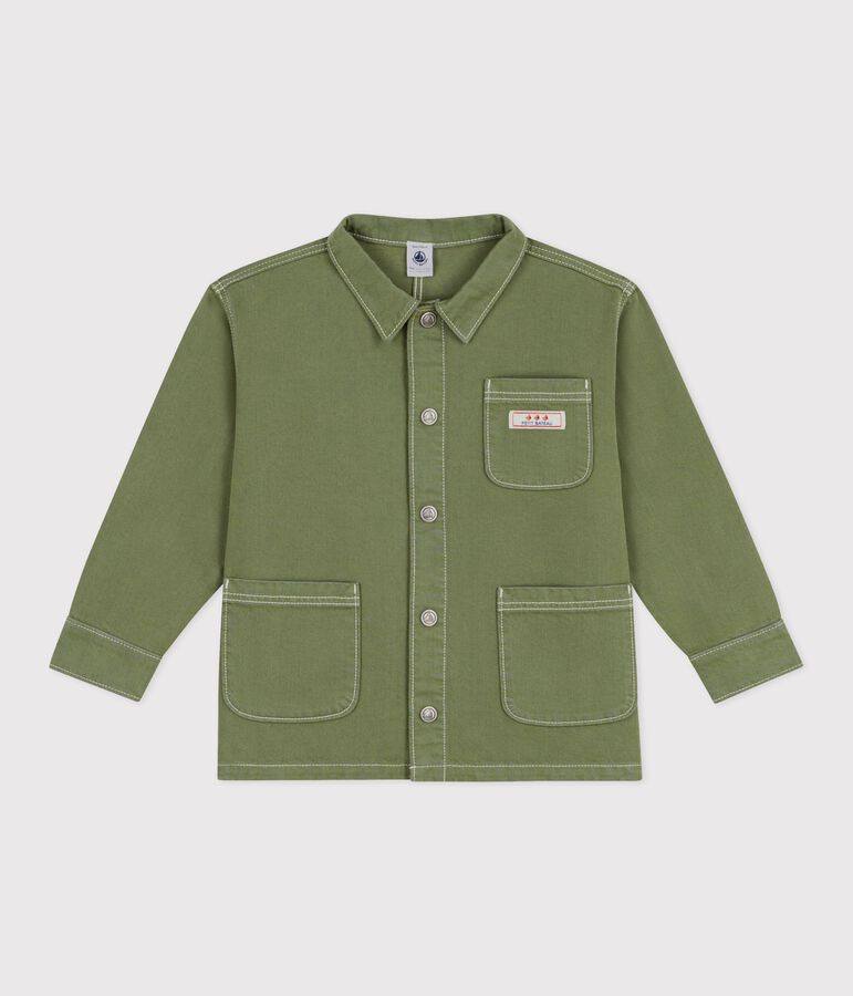 Veste enfant en coton unie vert OLIVINE