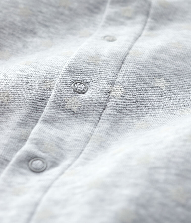 Bodyjama zonder voetjes van biologisch katoen grijs POUSSIERE/wit MARSHMALLOW