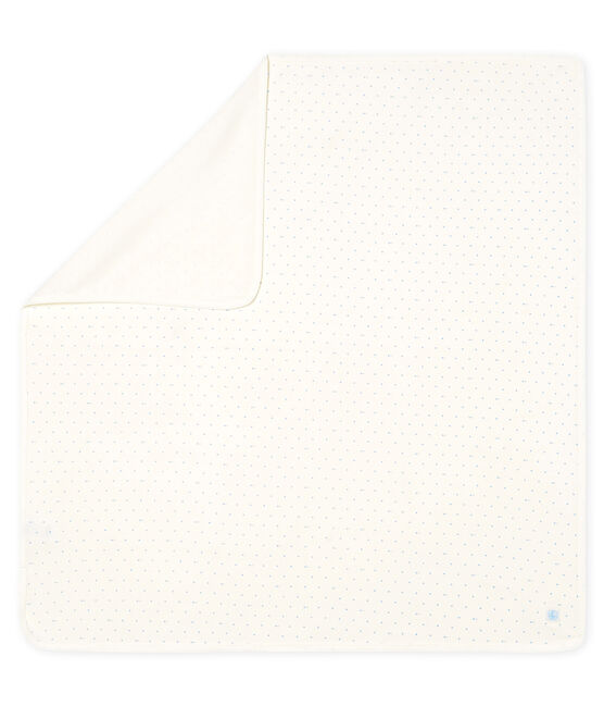 Drap de maternité bébé en côte blanc MARSHMALLOW/bleu ACIER