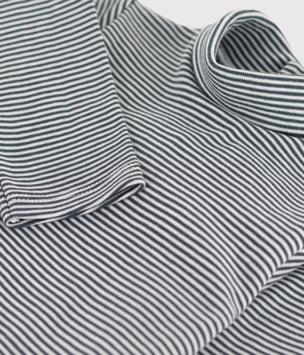 Babybody van katoen met lange mouwen en rolkraag grijs/wit