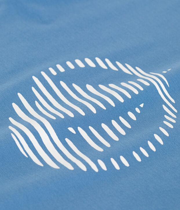 Tee-shirt enfant en coton manches courtes imprim&eacute; bleu