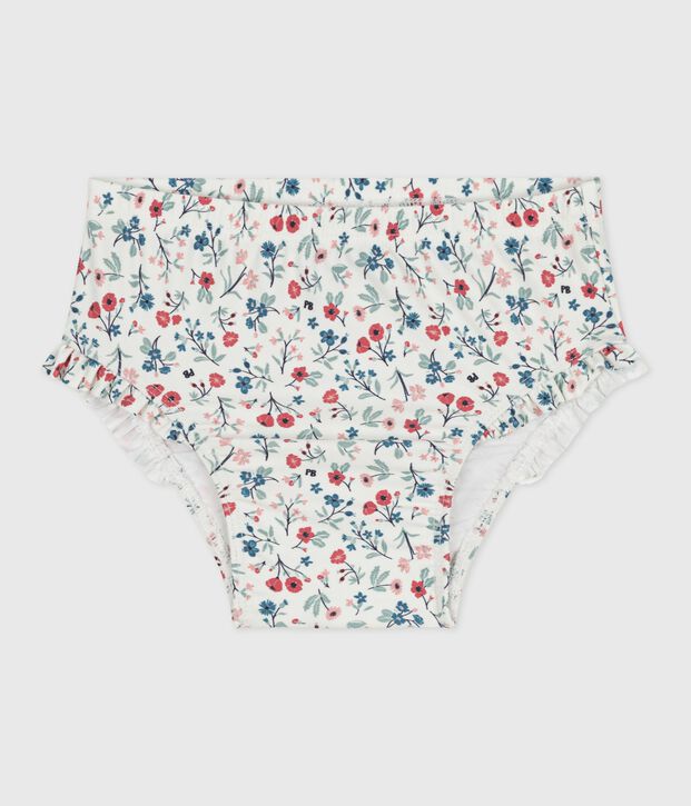 Culotte de bain b&eacute;b&eacute; &agrave; volants, imprim&eacute;e &agrave; fleurs blanc/multicouleur