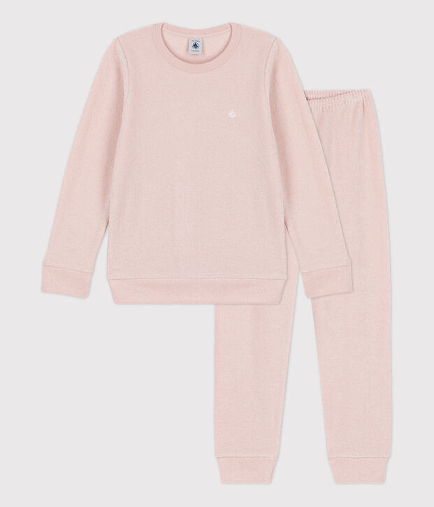 Pyjama en bouclette &eacute;ponge gratt&eacute;e enfant rose