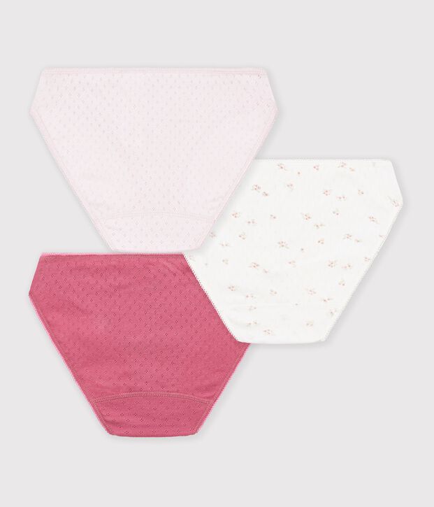 Setje met damesslips van opengewerkt katoen met bloemen multicouleur