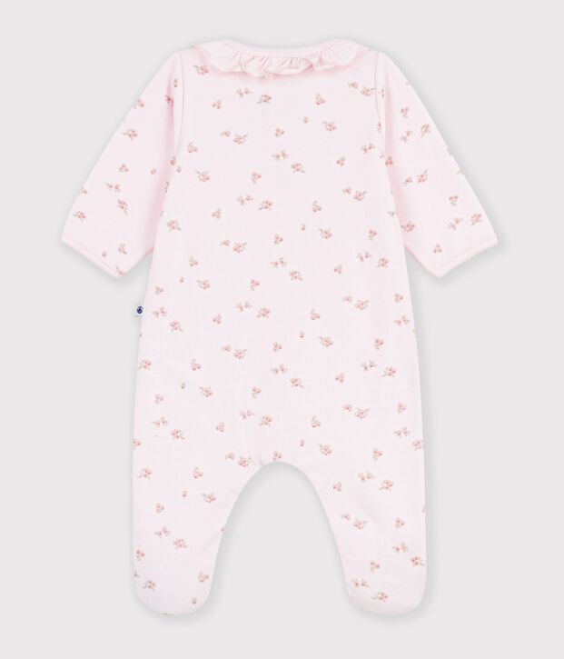 Pyjama b&eacute;b&eacute; en velours avec col imprim&eacute; &agrave; fleurs rose/multicouleur