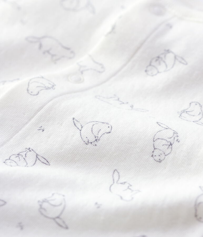 Lange jumpsuit met marmottenprint van biologisch katoen wit/grijs