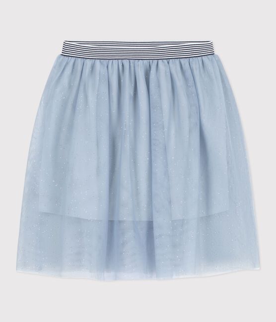 Effen rok van tule met pailletjes voor kinderen blauw CO2/ ARGENT
