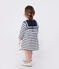 Robe marinière bébé en coton épais manches longues blanc MARSHMALLOW/bleu SMOKING