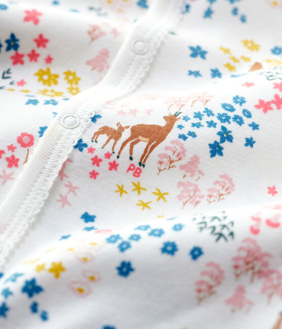 Dors-bien bébé imprimé fleuri en coton biologique blanc MARSHMALLOW/blanc MULTICO