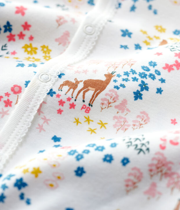 Slaappakje met bloemenprint van biologisch katoen wit/multicouleur