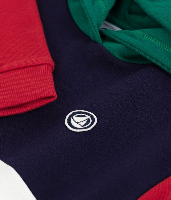 Katoenen sweatshirt met kap en colorblock voor kinderen blauw SOIR/ MULTICO