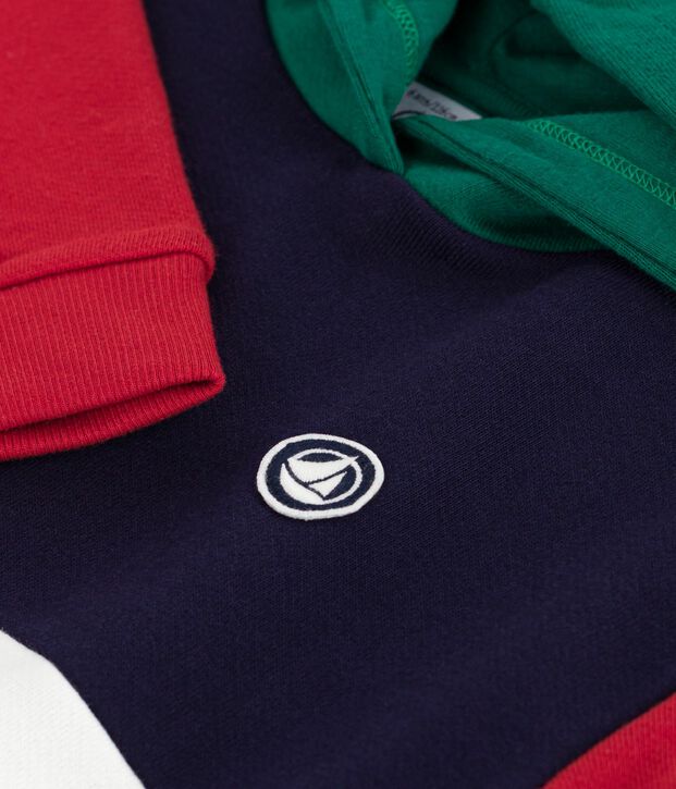 Katoenen sweatshirt met kap en colorblock voor kinderen blauw/multicouleur