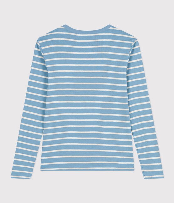 L'ICONIQUE, dames-T-shirt met ronde hals in katoen AZUL/ MONTELIMAR