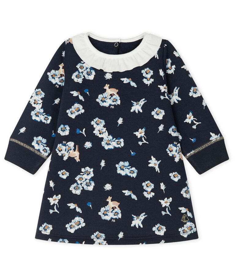 Robe manches longues b&eacute;b&eacute; fille imprim&eacute;e bleu/multicouleur