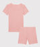 Pyjacourt milleraies rose petite fille en coton biologique rose PAPAYE/ MARSHMALLOW