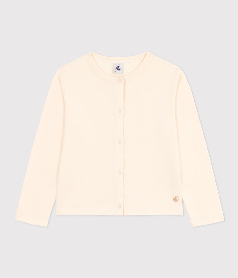 Cardigan en coton enfant fille &eacute;cru
