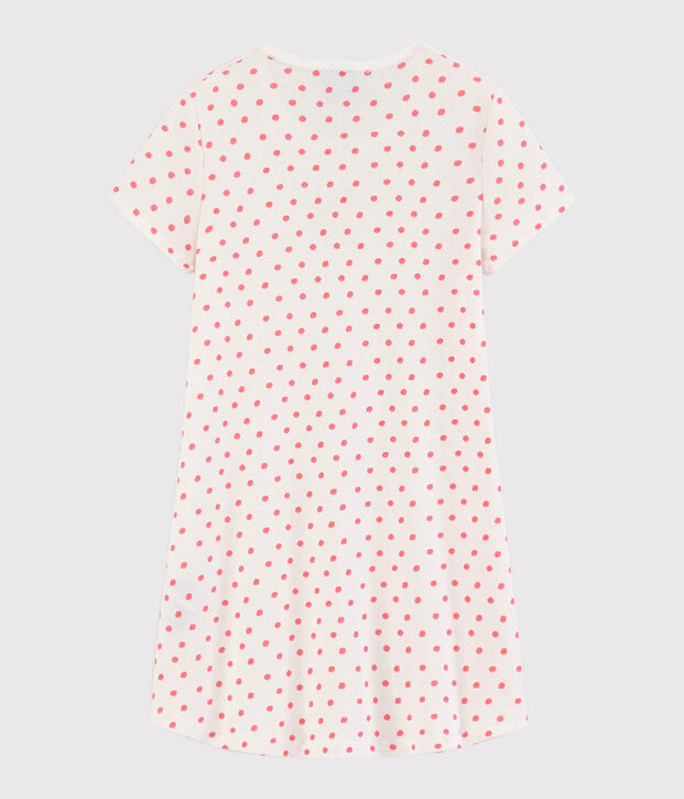 Roze katoenen nachthemd met stippen voor meisjes wit/roze