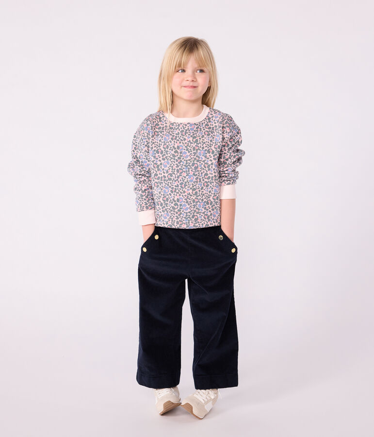 Katoenen sweatshirt met print voor kinderen roze JOLI/wit MULTICO