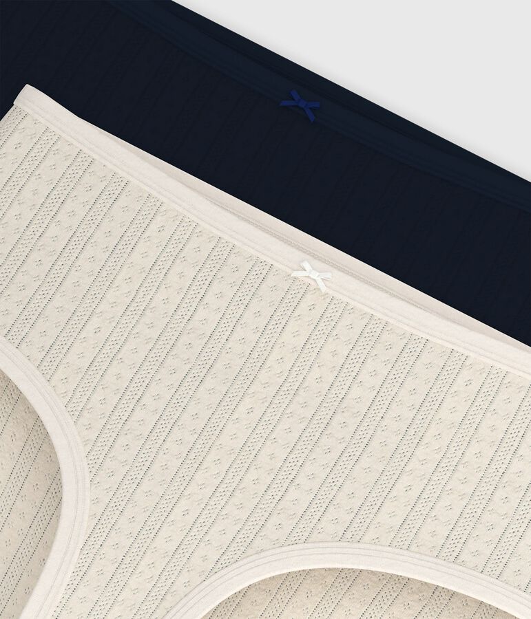 Set van 2 damesslipjes met hoge taille in ajourkatoen multicouleur