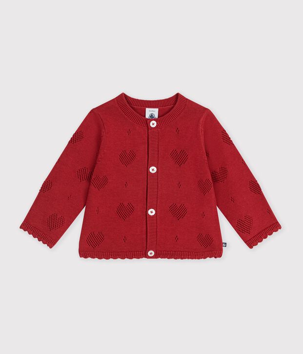 Katoenen babyvestje met hartjesmotief rood