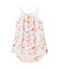 Body robe bébé fille à bretelles blanc ECUME/rose CUPCAKE/ MULTICO