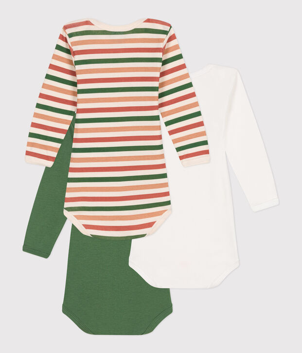 Setje met 3 katoenen babyrompertjes met lange mouwen multicouleur