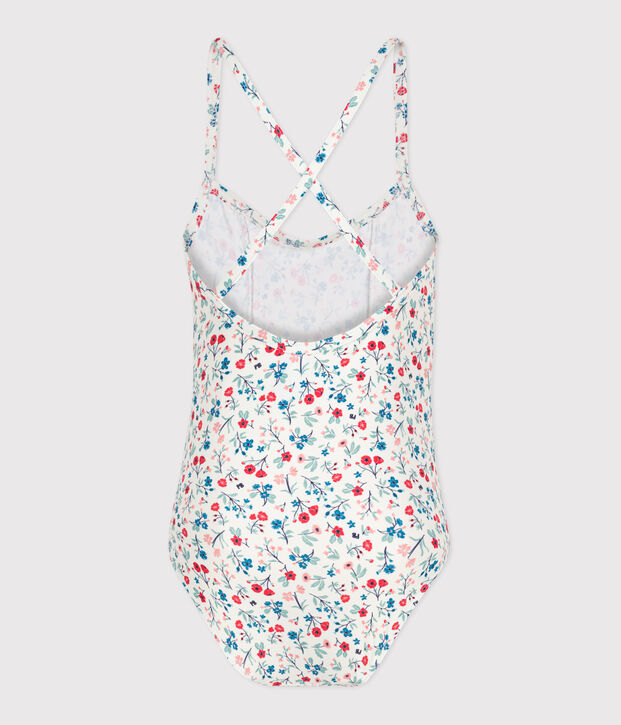 Maillot de bain une pi&egrave;ce enfant fleuri blanc/multicouleur