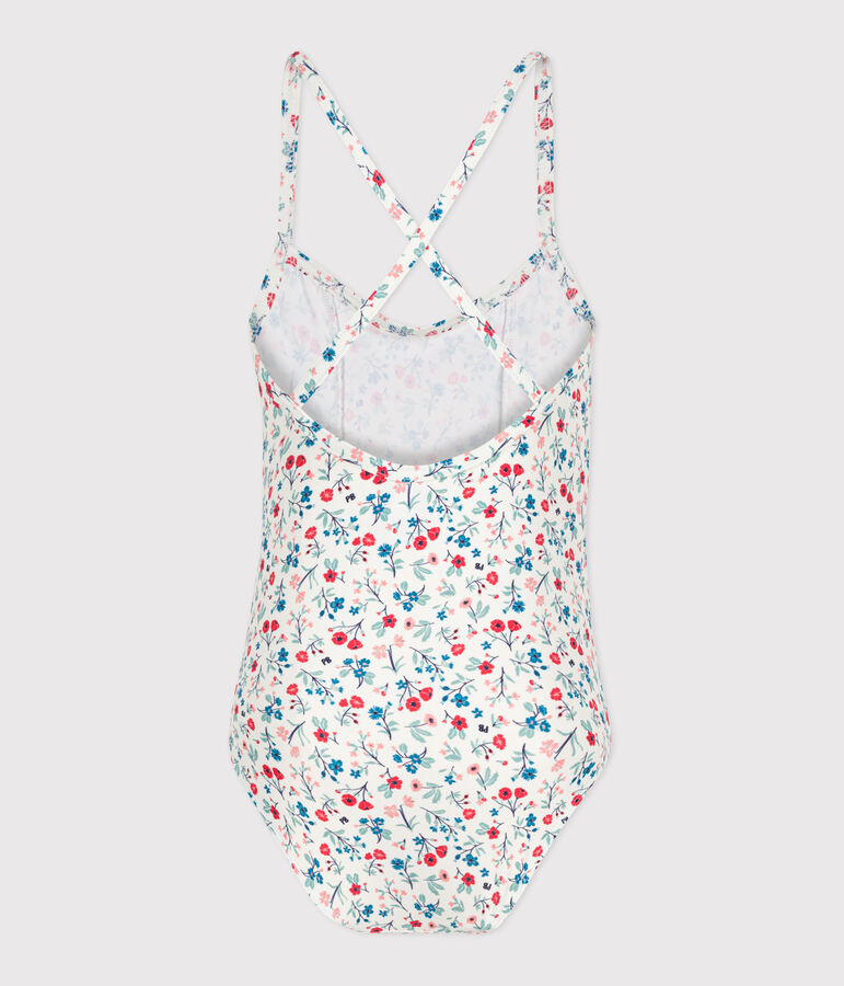 Maillot de bain une pi&egrave;ce enfant fleuri blanc/multicouleur