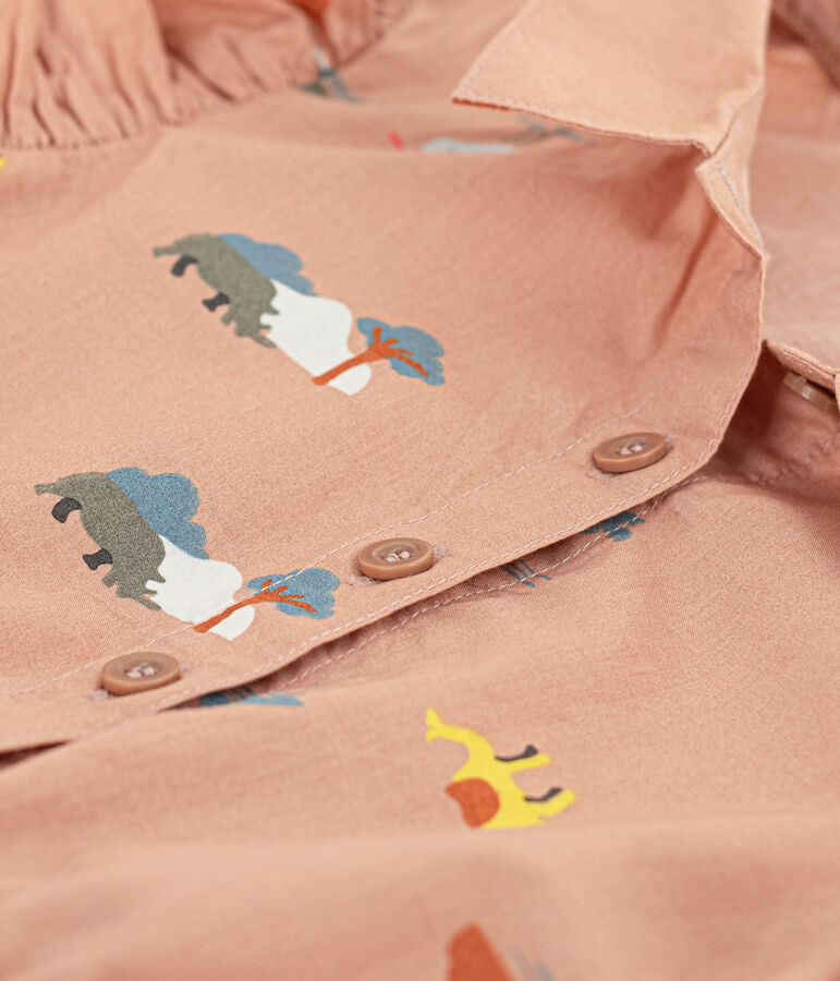 Popeline jurk zonder mouwen voor meisjes beige/multicouleur