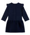 Jurk met lange mouwen twee soorten materiaal babymeisje blauw SMOKING/wit MARSHMALLOW