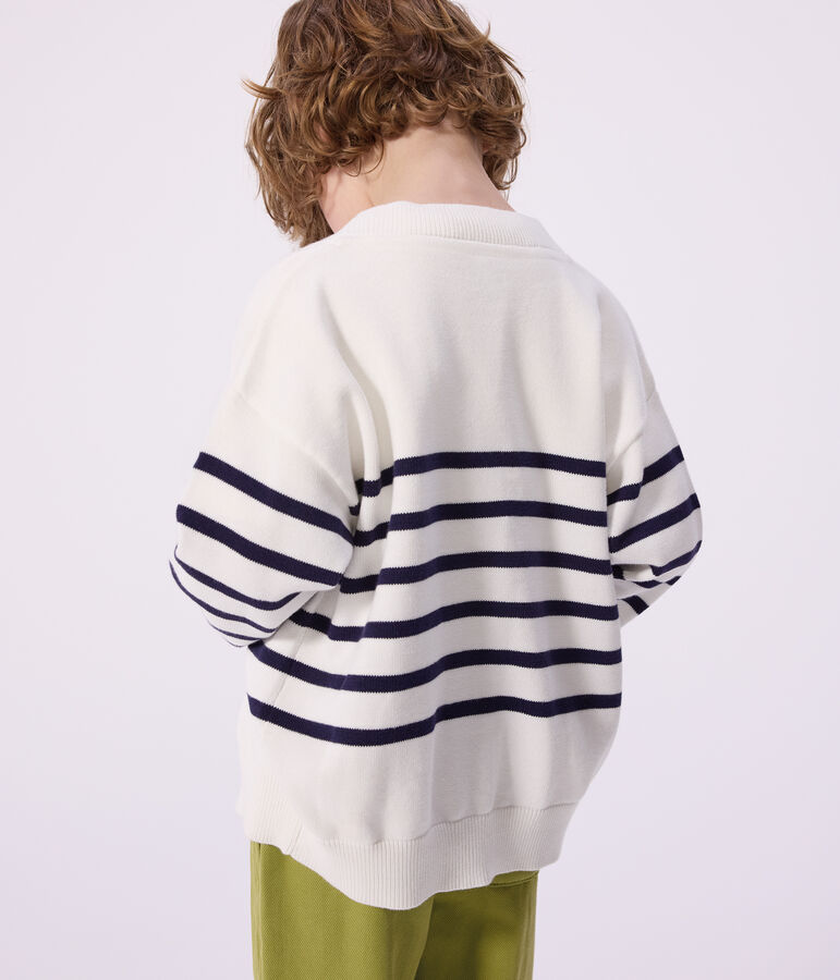 Katoenen kindercardigan met strepen blauw/blauw